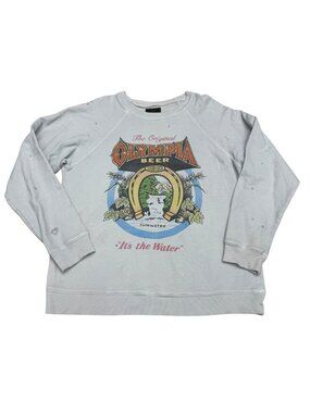 RetroBrand Olympia Beer Distressed Pullover Sweatshirt Made In USA, Size S
